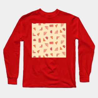 Orange Miniprint Triangles Long Sleeve T-Shirt